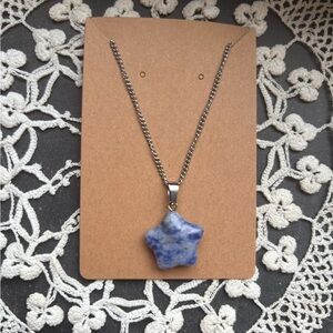 Star Pendant Necklace with Blue Stone